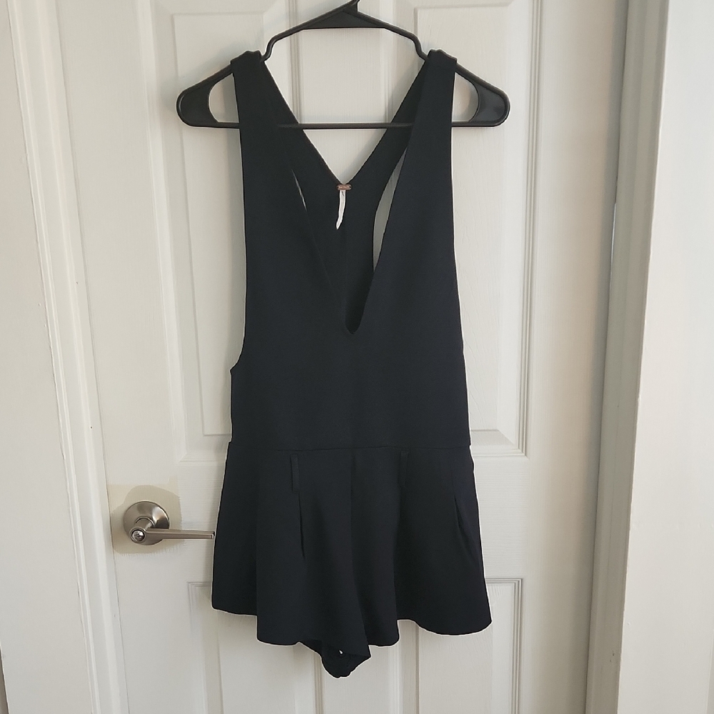 Free People Black Racerback Peplum Romper